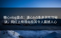 糖心vlog盘点：溏心tv5条亲测有效秘诀，网红上榜理由极其令人震撼人心