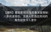 【爆料】蘑菇影视在线观看深度揭秘：八卦风波背后，主持人在酒店房间的角色彻底令人意外
