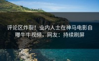 评论区炸裂！业内人士在神马电影自曝牛牛视频，网友：持续刷屏