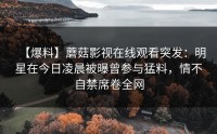 【爆料】蘑菇影视在线观看突发：明星在今日凌晨被曝曾参与猛料，情不自禁席卷全网